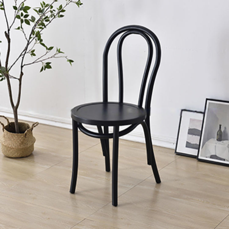 Vintage Round Wood Rattan Chair — Black / Wood