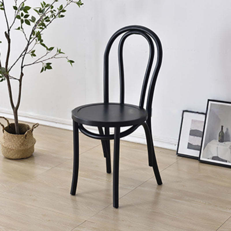 Vintage Round Wood Rattan Chair — Black / Wood
