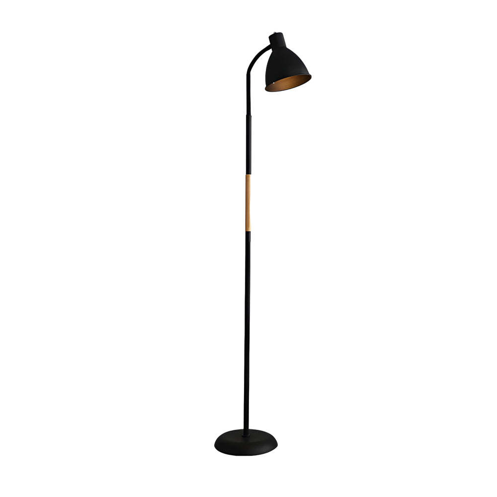 59" Wood Metal Arc LED Task Floor Lamp