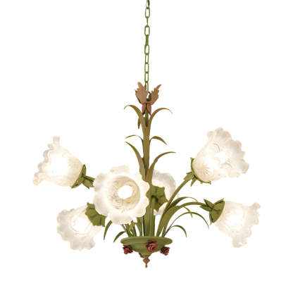 Modern Pastoral Green Flower Hanging Chandelier