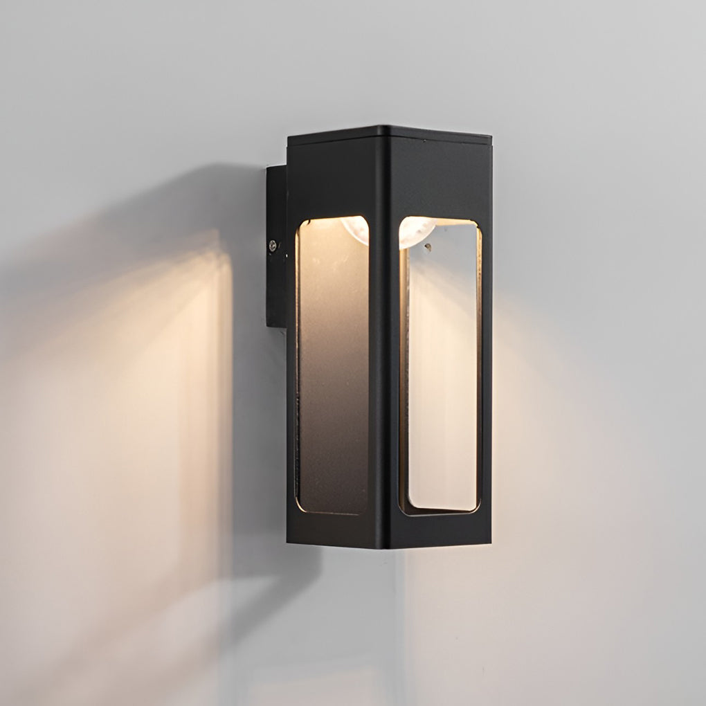 Rectangular IP65 Waterproof 12W LED Black Modern Outdoor Wall Lamp Sconces-Lighom