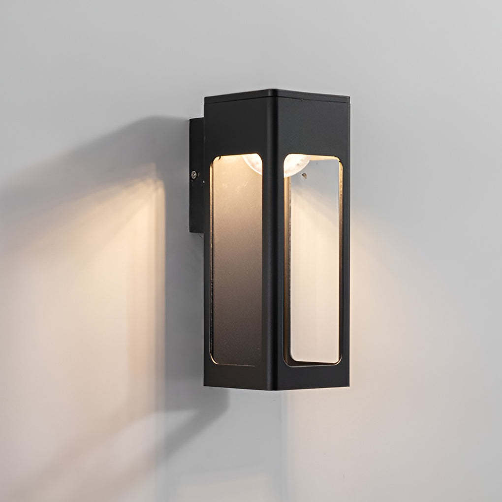 Rectangular IP65 Waterproof 12W LED Black Modern Outdoor Wall Lamp Sconces-Lighom