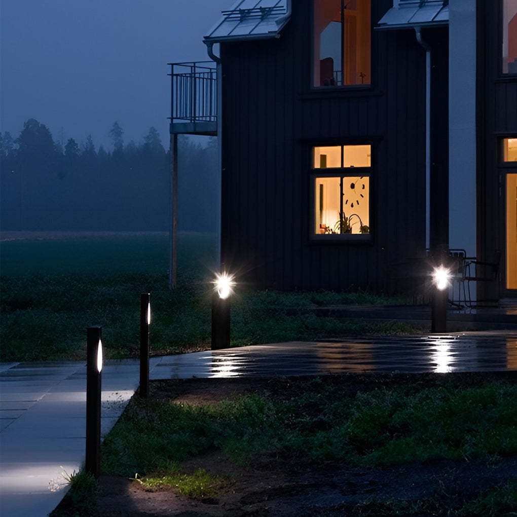 Black Modern Round Hole Pathway Light