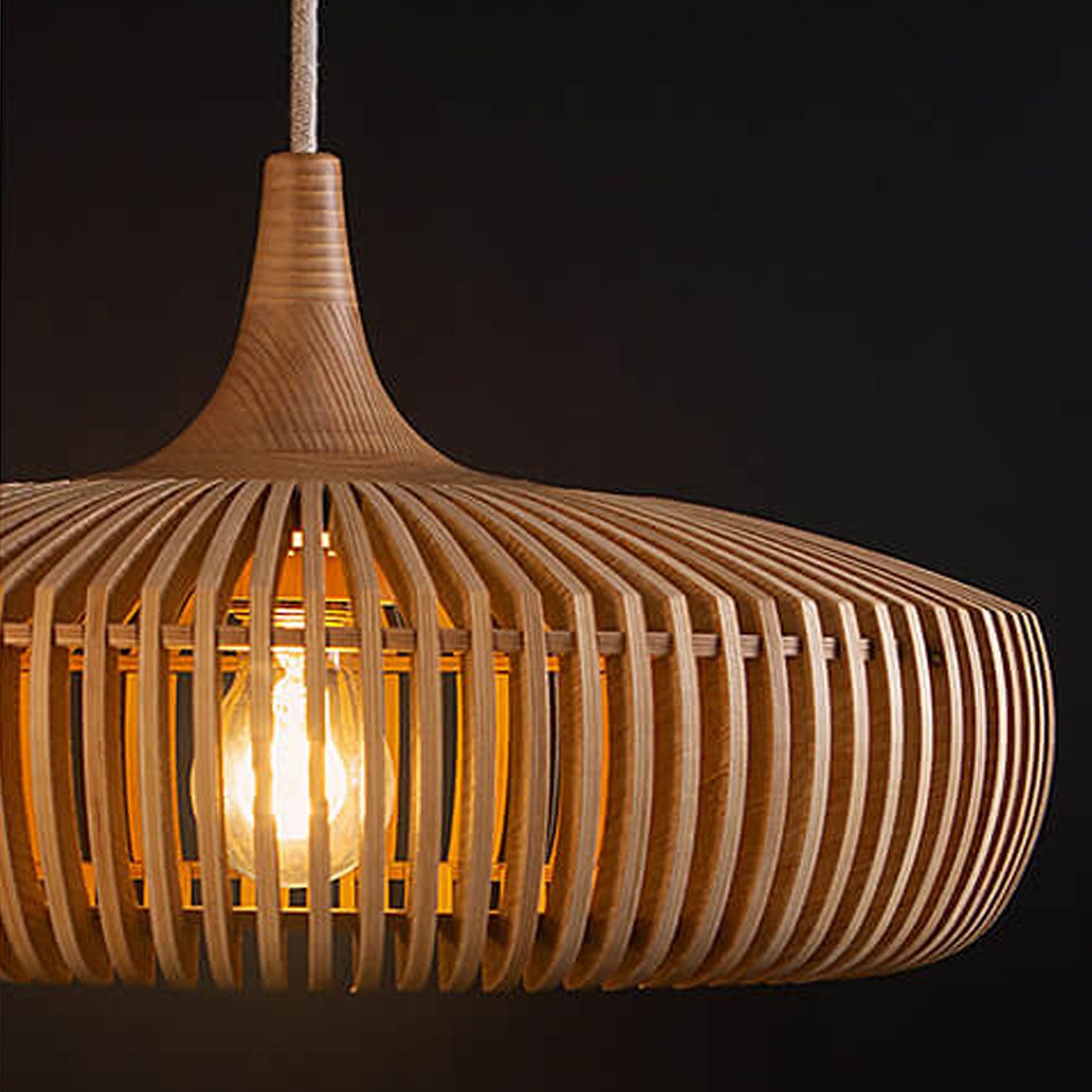 Nordic Vintage Wooden Round Dome Pendant