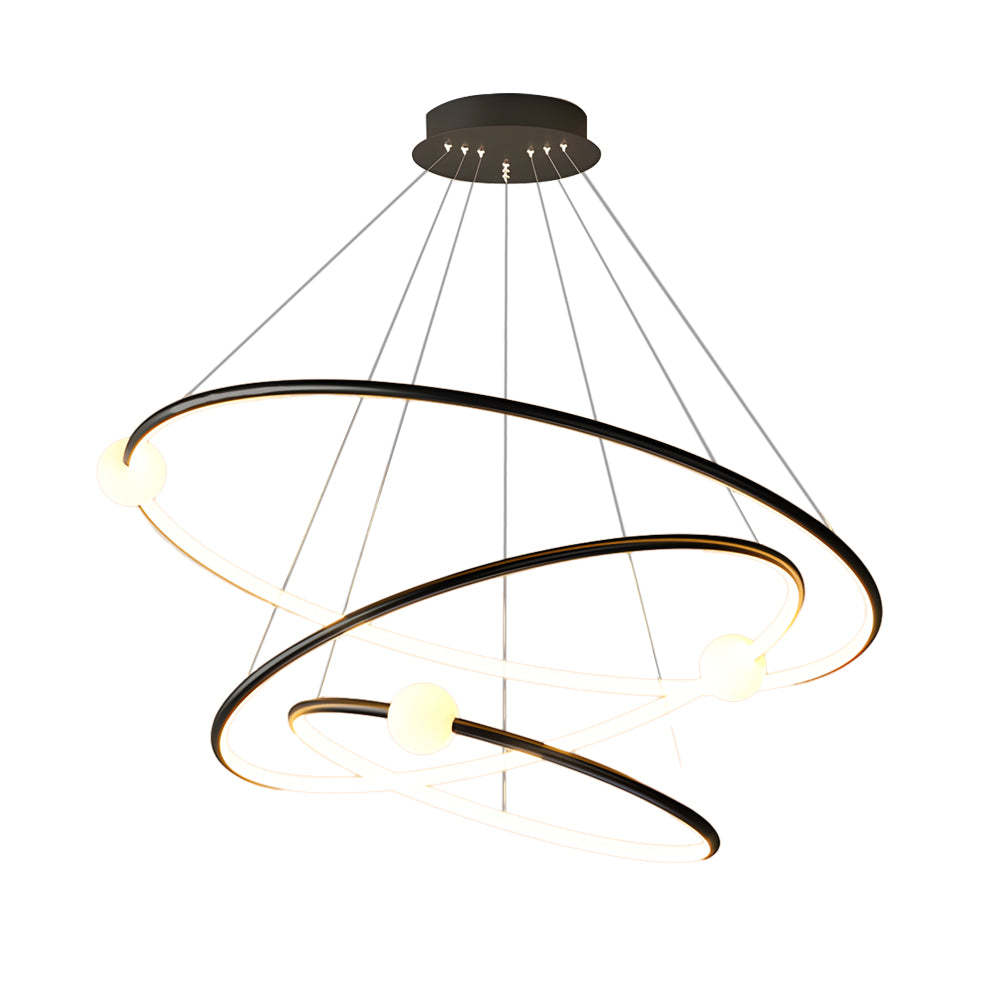 White Black Circular Dimmable LED Ring Chandelier