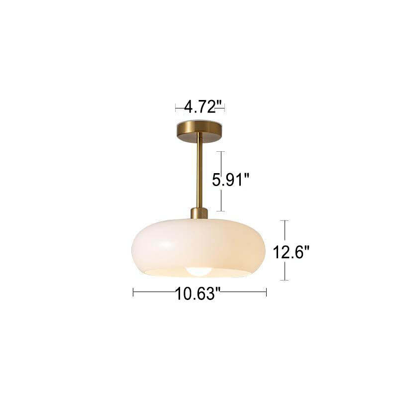 Retro Round Glass Copper Pendant Flush Light