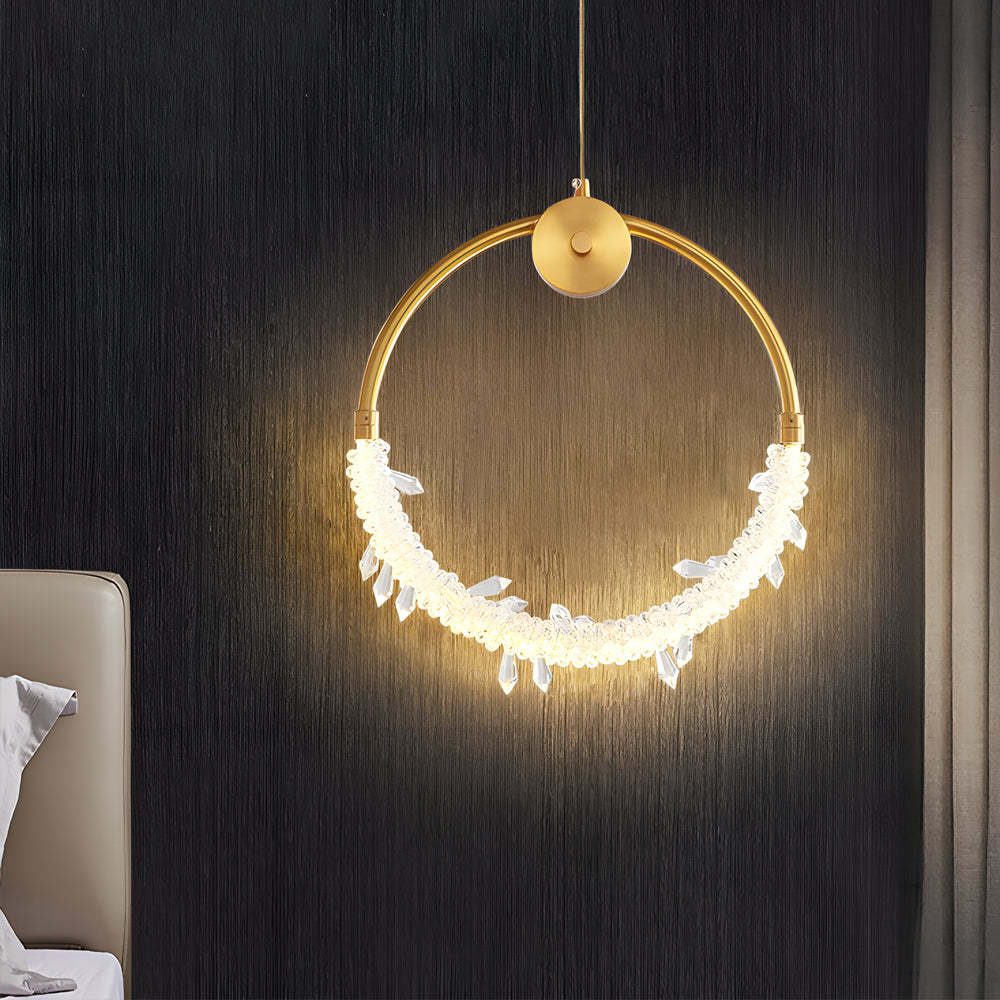 9"/11" Ring LED Crystal Small Bedside Pendant Light