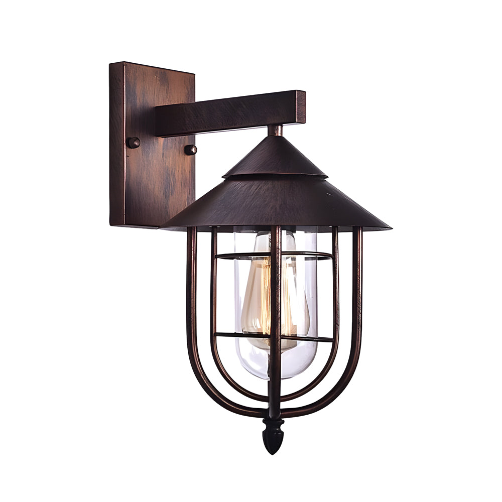 Waterproof Retro Iron Glass Motion Sensor Black Modern Outdoor Wall Lights-Lighom