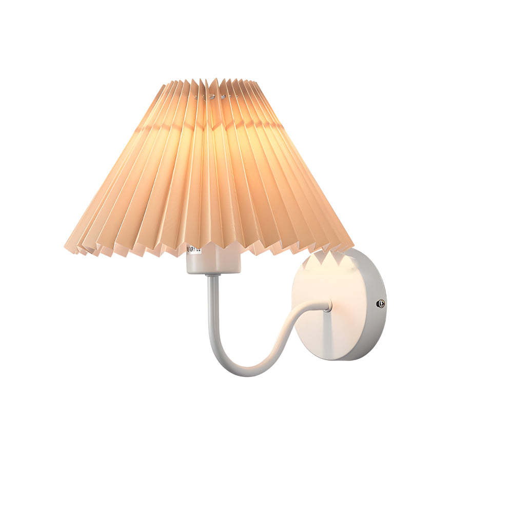 Vintage 1-Light Dimmable Metallic Pleated Fabric Sconce