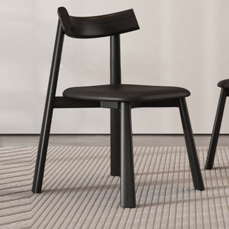 Minimalist rectangular leather accent chairs — Black