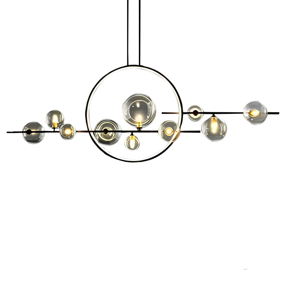 Moon Glass Bubble LED Black Postmodern Dining Chandelier