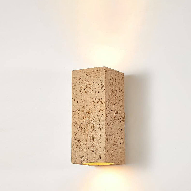 Retro Wabi-Sabi Hand-Sculpted Column LED Sconce — Stone Black / 220V-240V For UK/AU