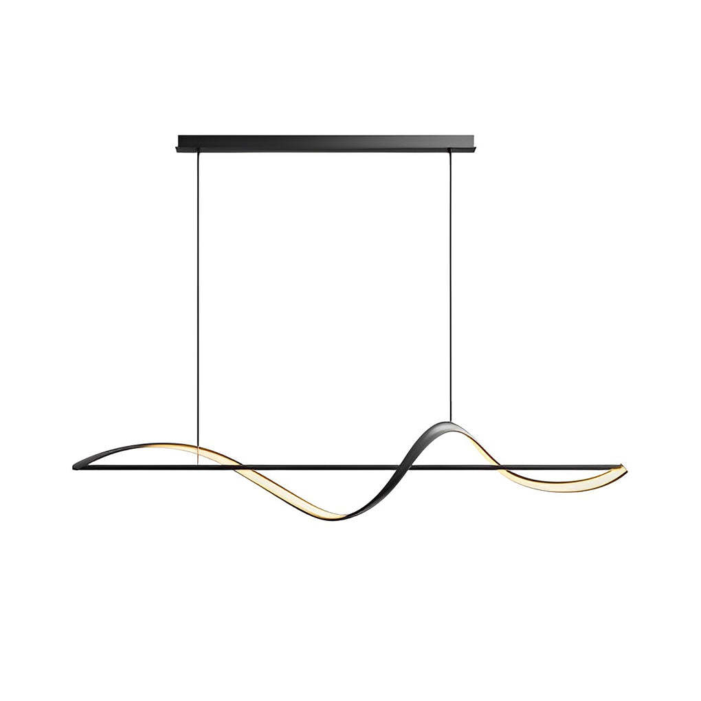 Minimalist Wave Strip LED Copper Modern Dining Chandelier