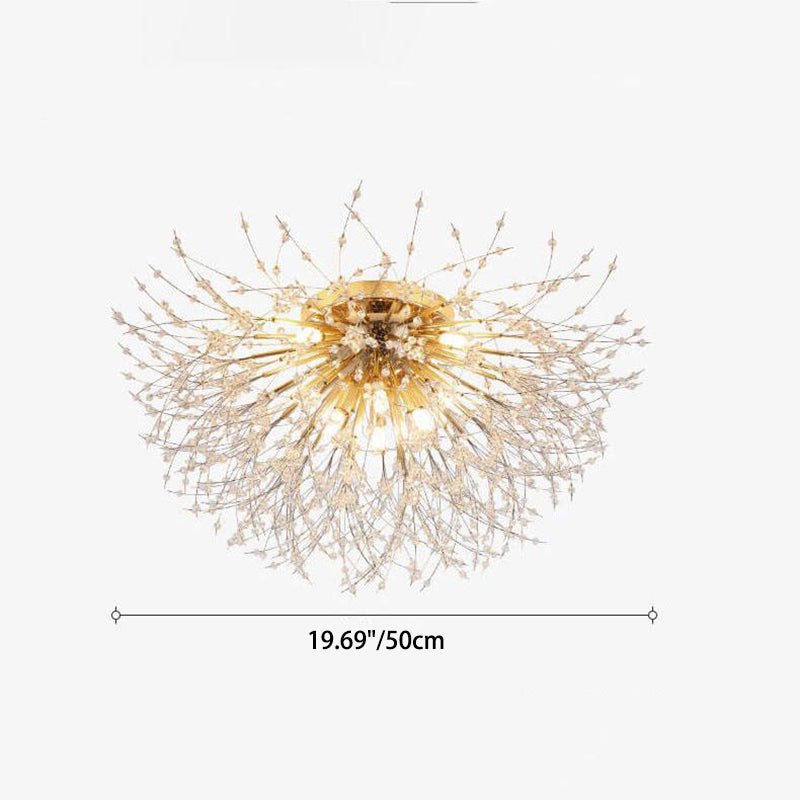 Modern Dandelion Crystal Semi-Flush Ceiling Light