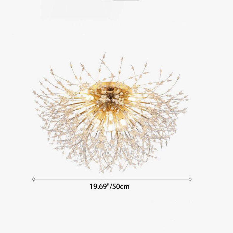 Modern Dandelion Crystal Semi-Flush Ceiling Light