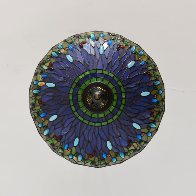 Vintage Tiffany Dragonfly Stained Glass Chandelier