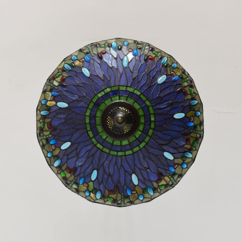 Vintage Tiffany Dragonfly Stained Glass Chandelier