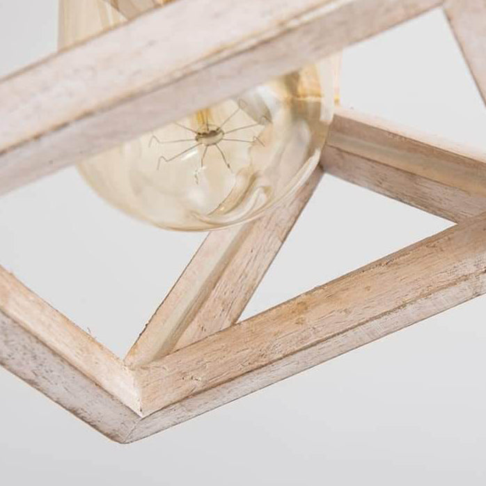 Vintage Aged Wooden Cage Ceiling Light