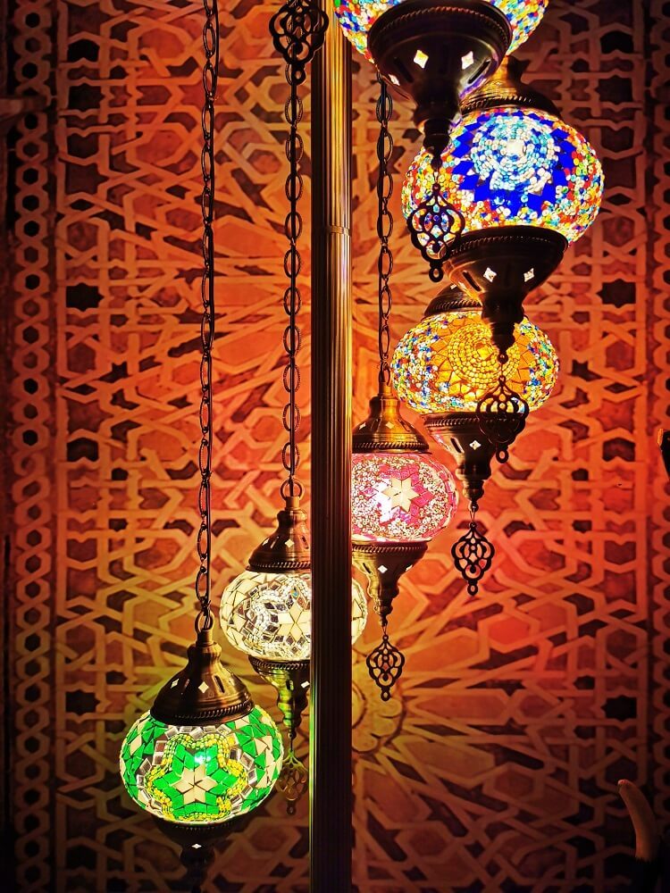 Retro Turkish Moroccan Globe 9-Light Floor Lamp — 220V-240V For UK/AU / Orange