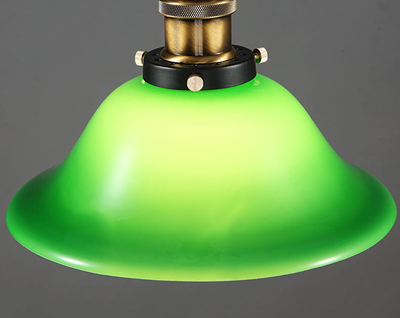 Vintage Industrial Green Bell Glass Pendant Light