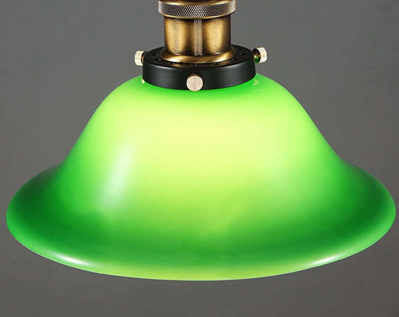 Vintage Industrial Green Bell Glass Pendant Light