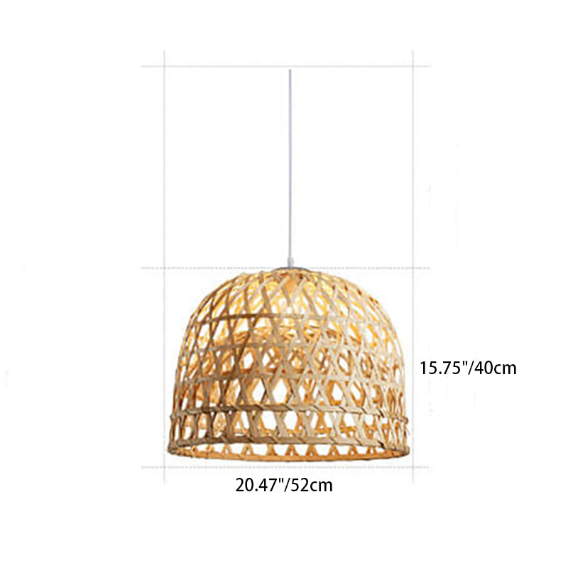 Modern Bamboo Weaving Dome Pendant Light