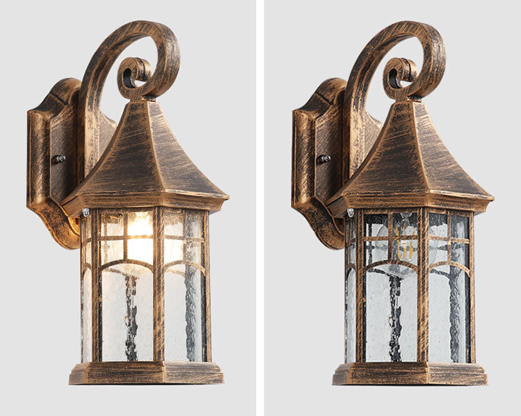 Vintage Lantern Glass Outdoor Wall Sconce