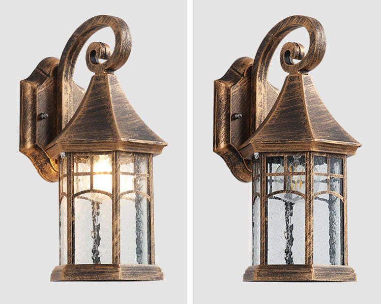 Vintage Lantern Glass Outdoor Wall Sconce