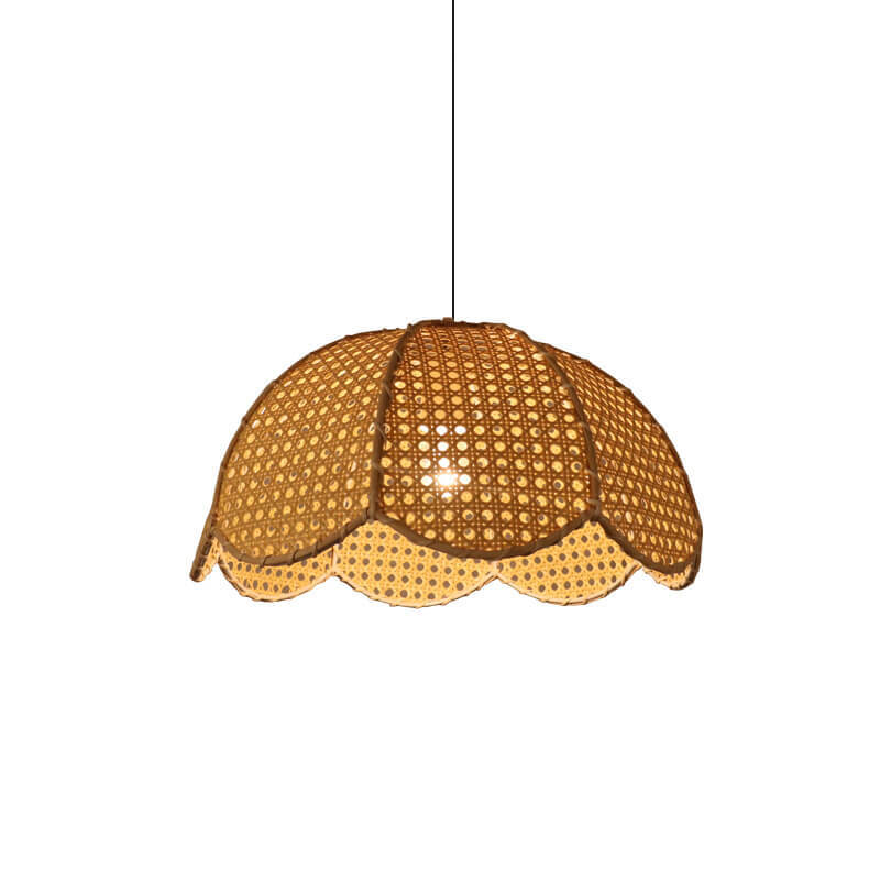 Nordic Rattan Scallop Dome Pendant Light