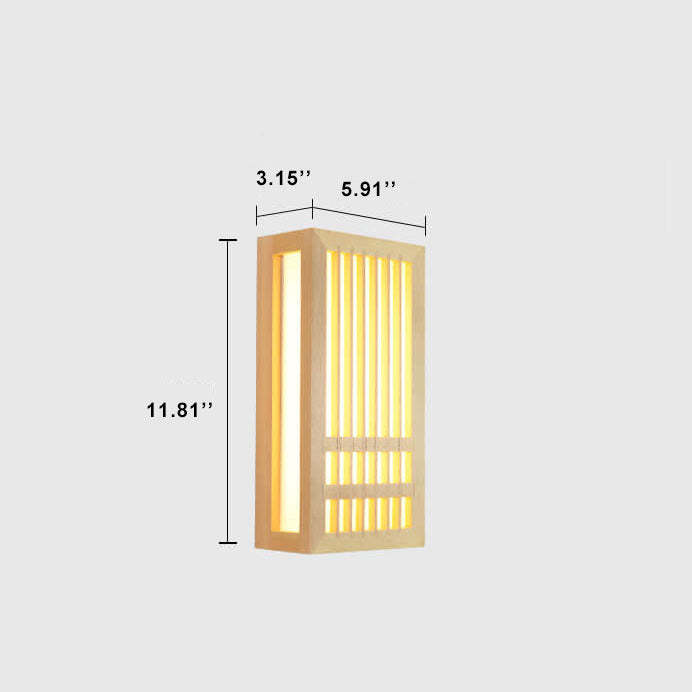 Simple Solid Wood Rectangular Japanese Sconce