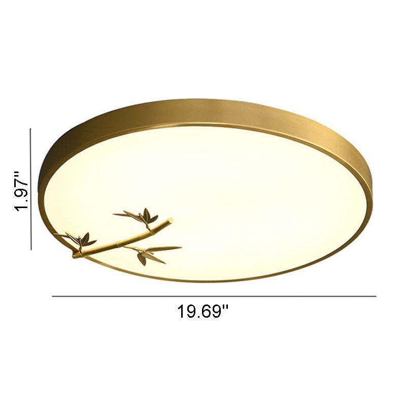 Modern Round Bamboo Pattern LED Flush Mount Light