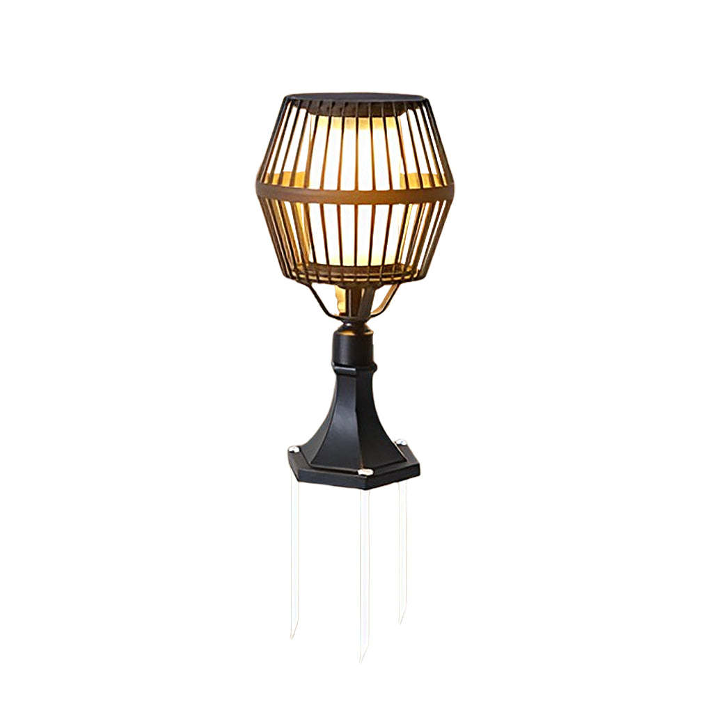 Waterproof Aluminum LED Matte Black Modern Solar Outdoor Lights Lanterns-Lighom