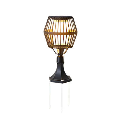 Waterproof Aluminum LED Matte Black Modern Solar Outdoor Lights Lanterns-Lighom