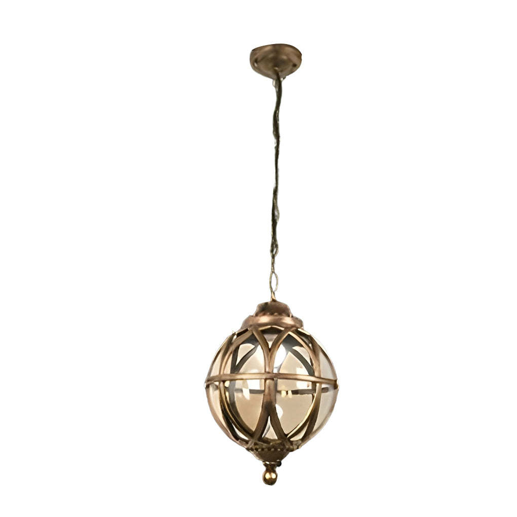 European-style Retro Pendant Aluminum Glass Hanging Ball Outdoor Ceiling Light-Lighom
