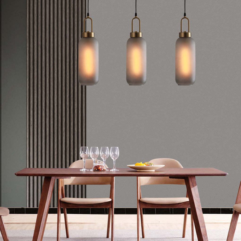 Semi Globe Glass Metal LED Industrial Pendant Light