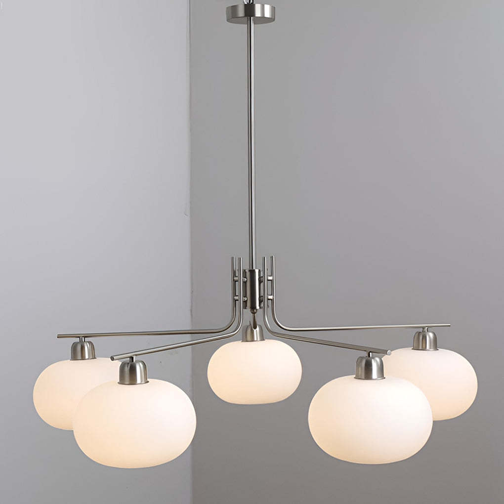 5-Light Glass 3-Step Dimming LED Nordic Pendant Chandelier