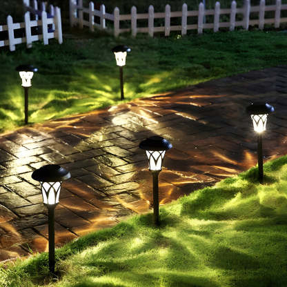 Waterproof Metal Glass LED Retro Modern Solar Powered Lawn Lights-Lighom