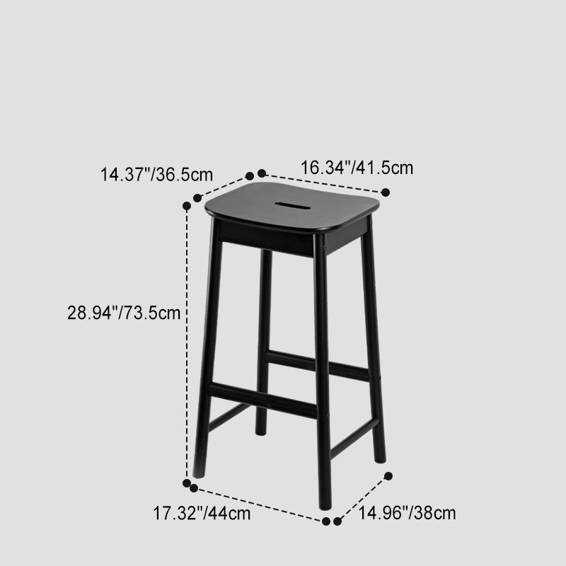 Minimalist Rectangular Birch Bar Stool — Original Wood Color