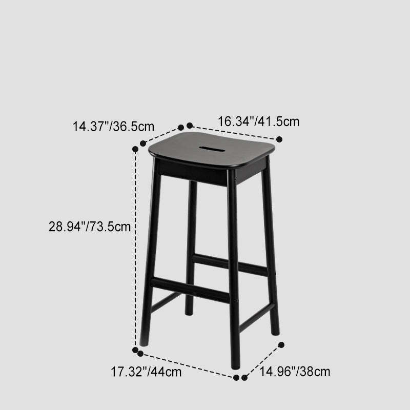 Minimalist Rectangular Birch Bar Stool — Original Wood Color