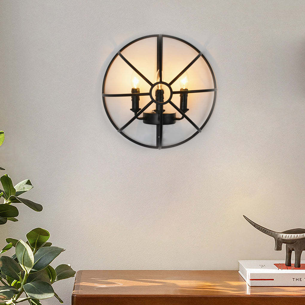 Hemispherical Iron Art Candlelight Black Retro Nostalgic Wall Lights Fixture-Lighom