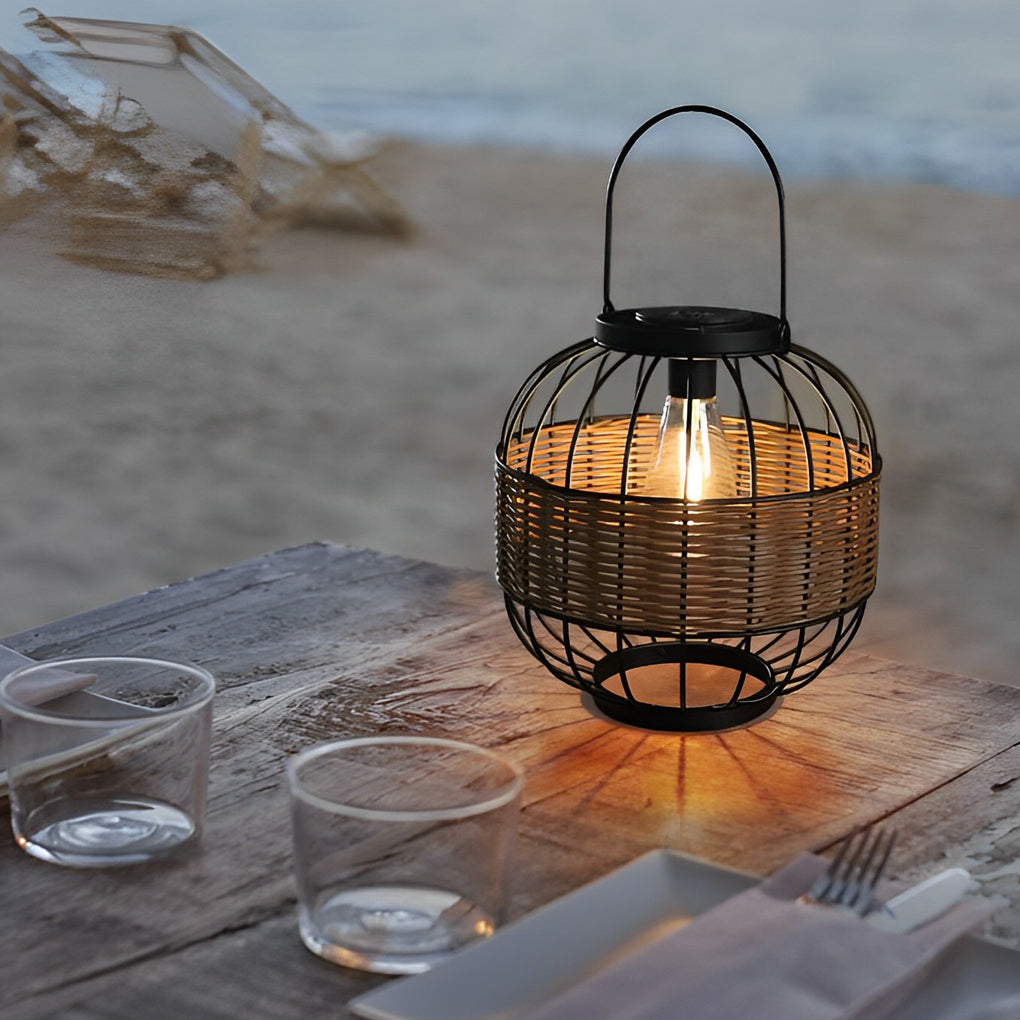 Rattan Cage Smart Outdoor Solar Lantern
