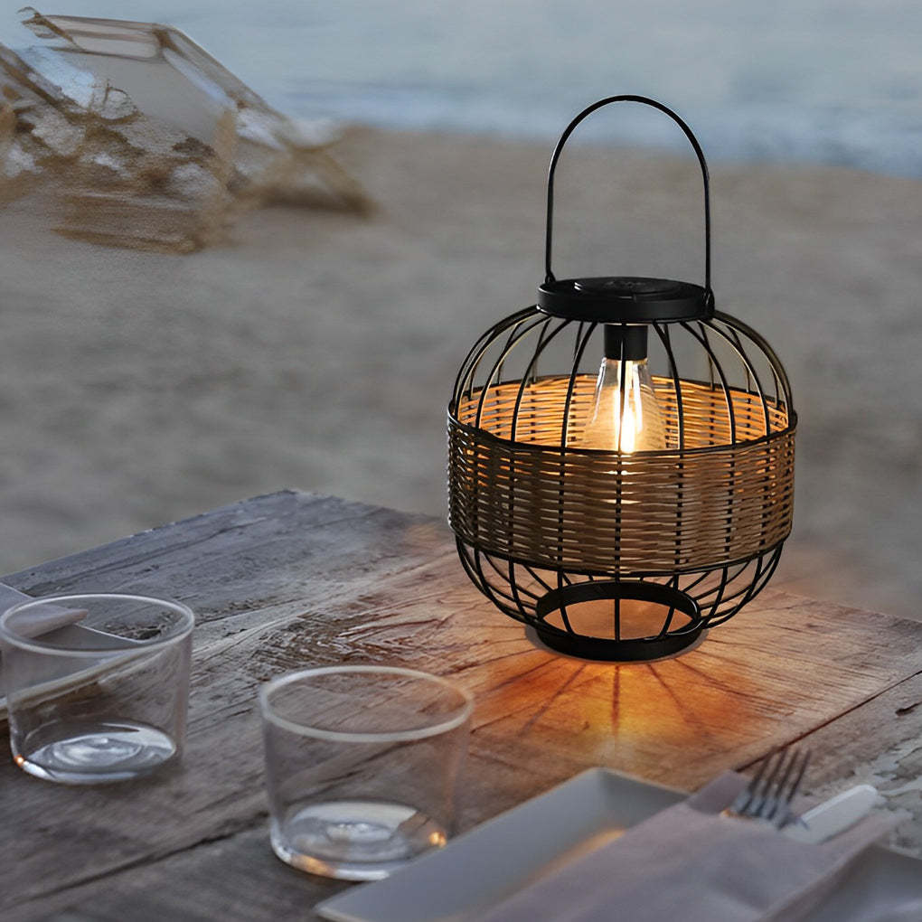 Rattan Cage Smart Outdoor Solar Lantern