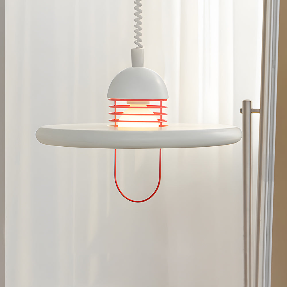 Red modern flying saucer pendant lighting — Dimmable with Remote