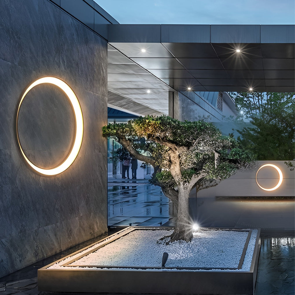 Circular Moon Led Waterproof Ip65 Modern Outdoor Wall Lights Wall Lamp-Lighom