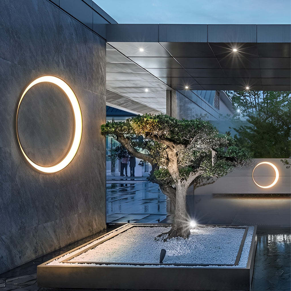 Circular Moon Led Waterproof Ip65 Modern Outdoor Wall Lights Wall Lamp-Lighom