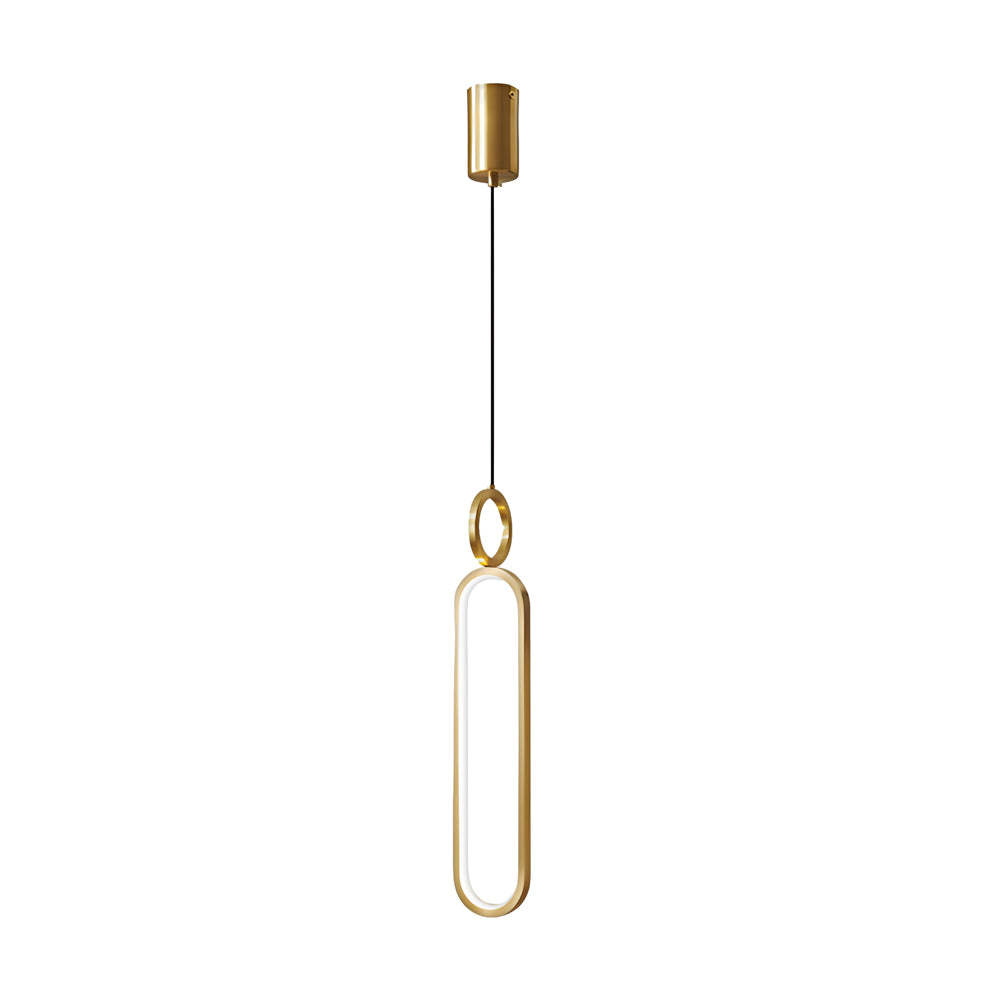 Minimalist Long Oval Ring LED Copper Modern Pendant Light