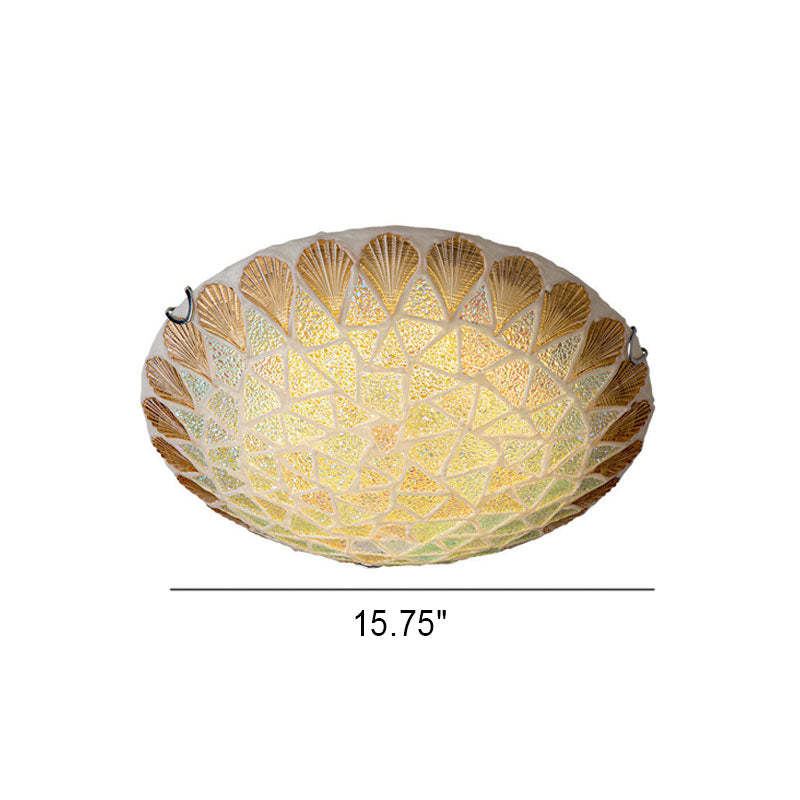 Nordic Vintage Tiffany Shell Glass Flush Mount Light — 110V-120V For US/CA