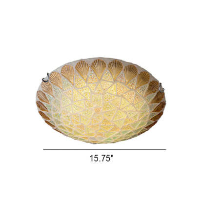Nordic Vintage Tiffany Shell Glass Flush Mount Light — 110V-120V For US/CA