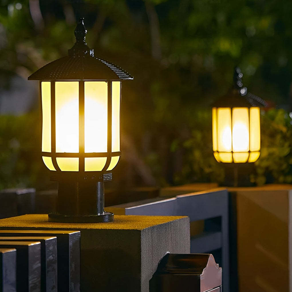 Waterproof IP55 LED 12W 3 Step Dimming Retro Outdoor Fence Post Lights-Lighom