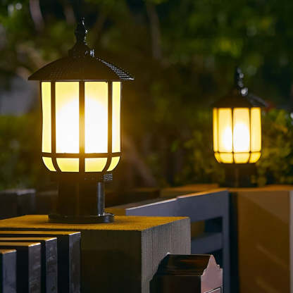 Waterproof IP55 LED 12W 3 Step Dimming Retro Outdoor Fence Post Lights-Lighom